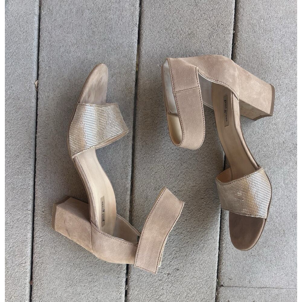 Paul Green Metallic Sandals Strap Gold Size 7 Fits Like US 9 Dressy Heel